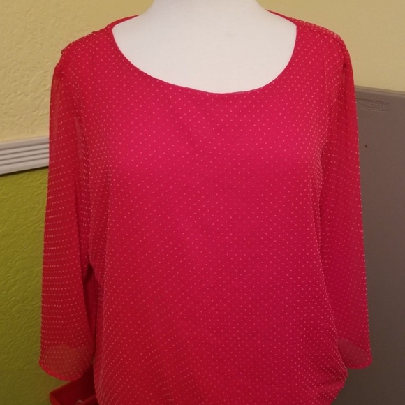 New York & Comp XL Soho Red white polka dot Blouse - Picture 1 of 2